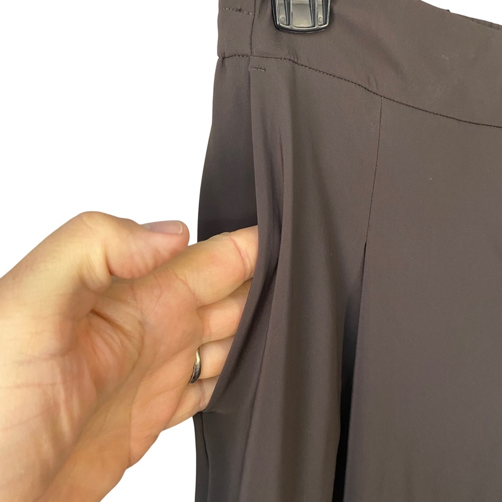 Athleta Brooklyn Wide Leg Pants Brown Pleated Performance Trousers Womens 8 - Picture 8 of 16